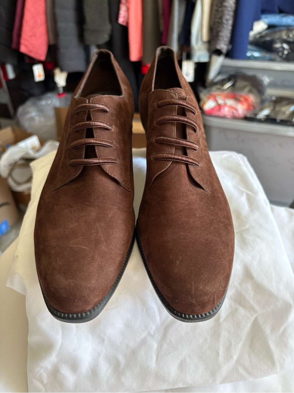 AEROSOLES Brown Suede Lace-Up Heels
